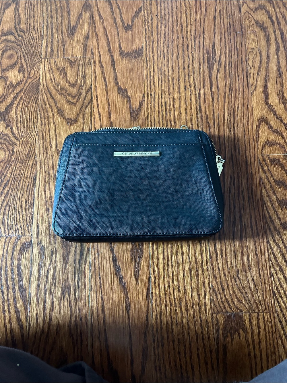 Steve Madden Black Small Zip Wallet Pouch with Gold Accent